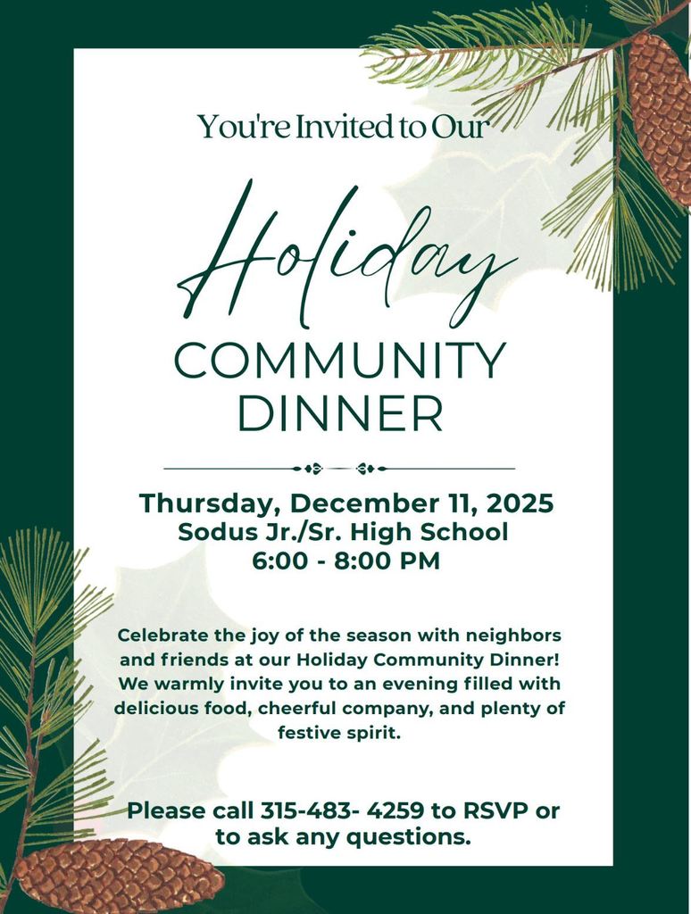 Holiday Community Dinner Dec. 11th from 6-8pm at the JSHS