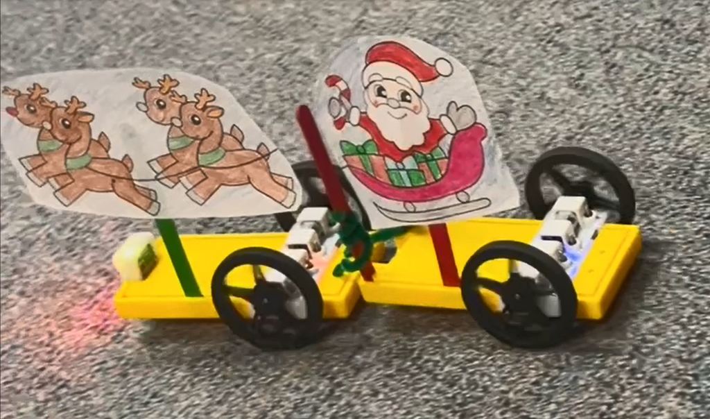 Miss Becker's class created santa's sleigh using SAM Labs' coding kits
