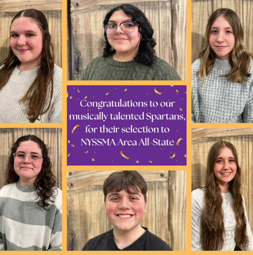 Congratulations to our musically talented Spartans, for their selection to NYSSMA Area All-State!
