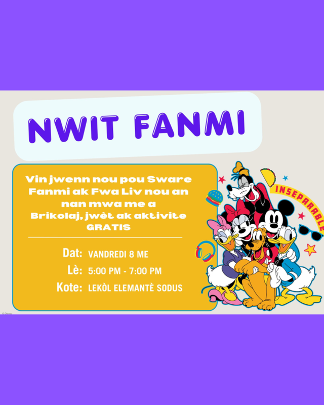 Nwit Fanmi: 8 Me, 5-7 PM