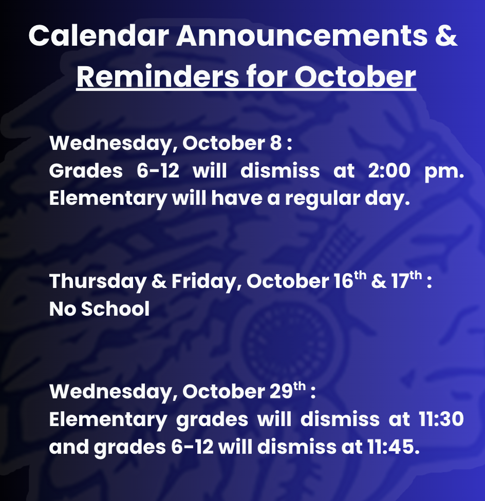 October Calendar Updates