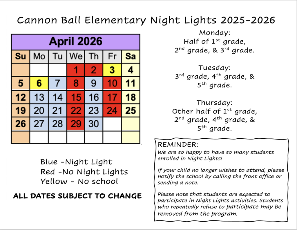 Night Lights' April Calendar