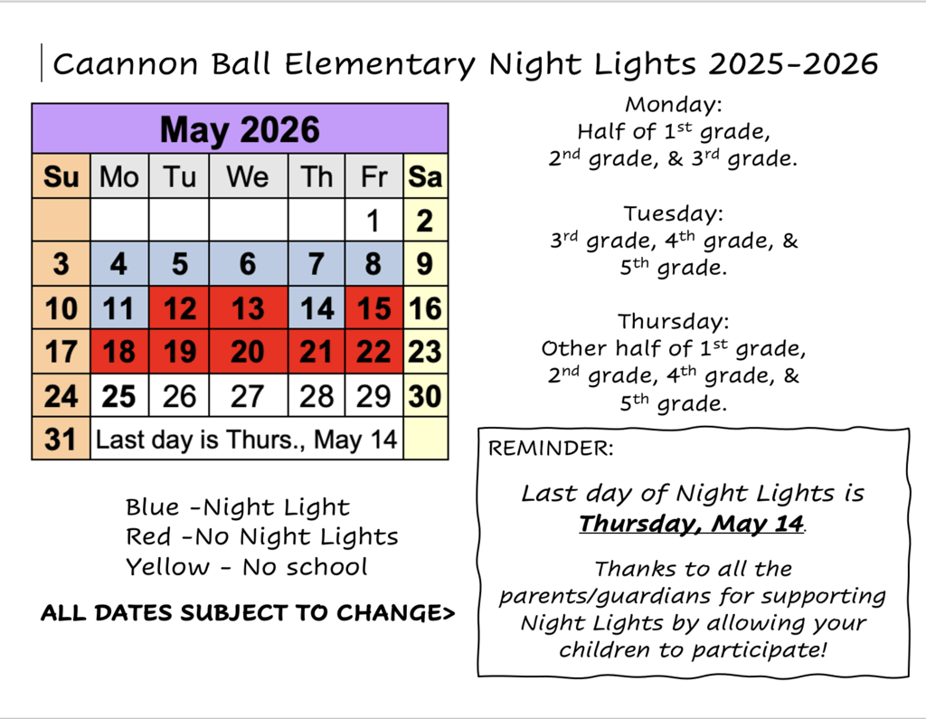 Night Lights May Calendar