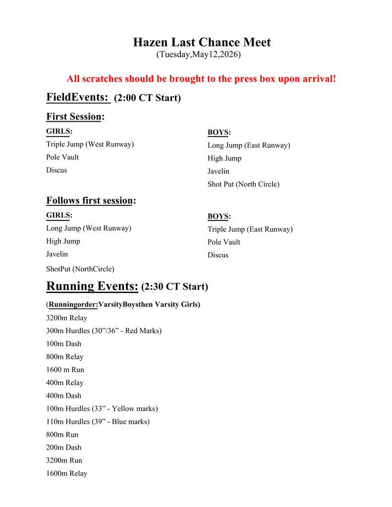 Hazen Last Chance Meet
