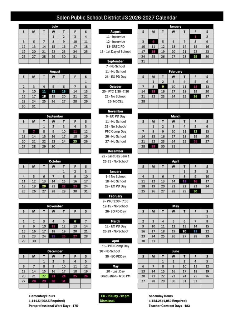 back to school calendar