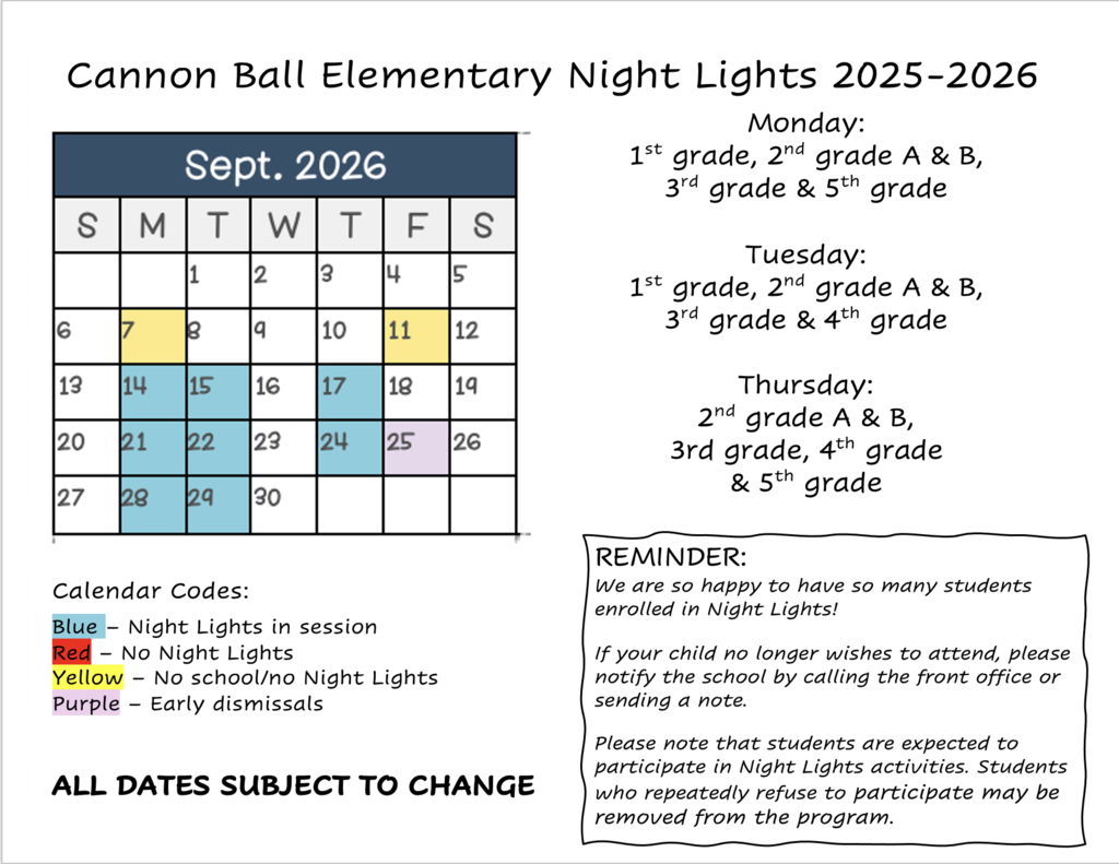Night Lights Sept. Calendar
