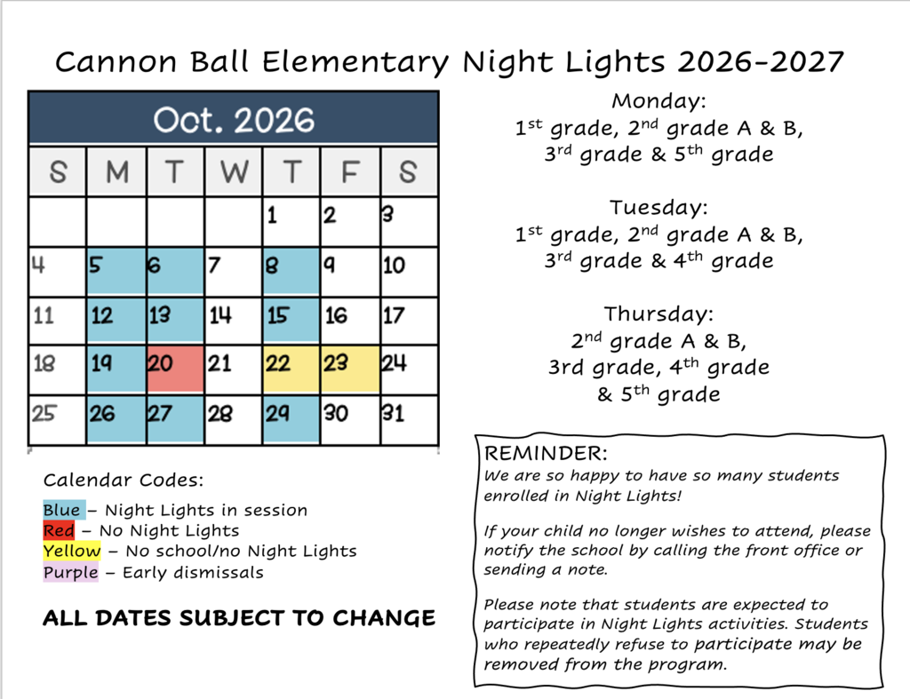 Night Lights October Calendar