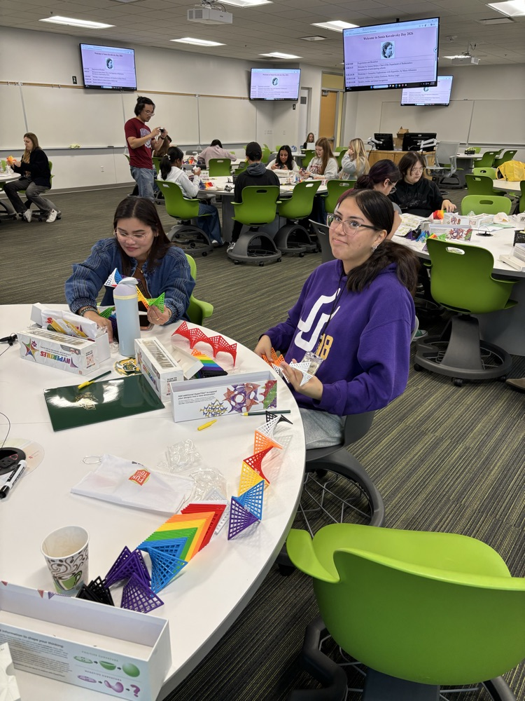 Ms. Dumapit and Brayleigh Giroux exploring with HyperTiles.