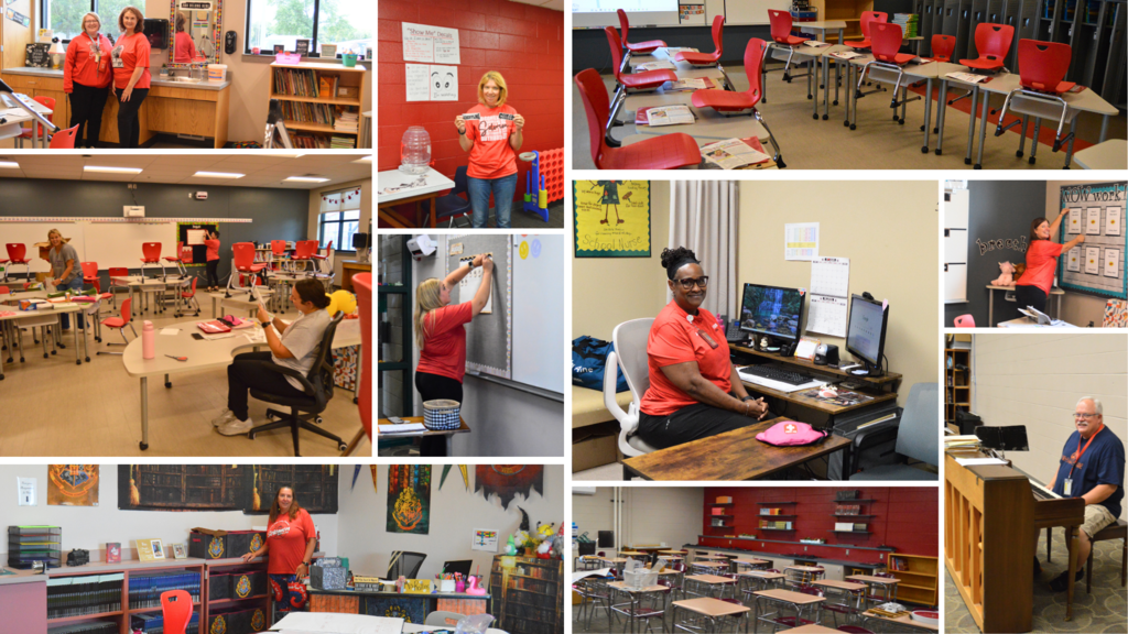 Teachers prepping rooms