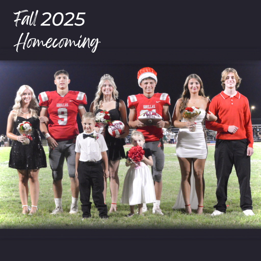 Homecoming candidated with king and queen