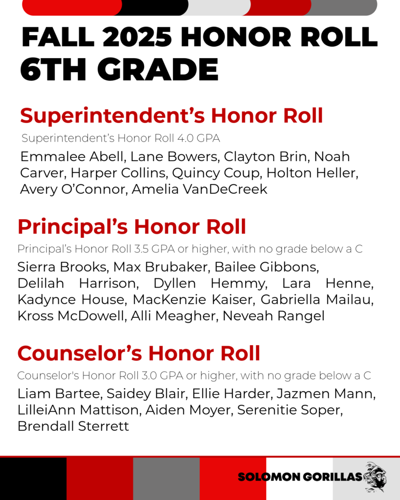 Honor Roll-6th Grade