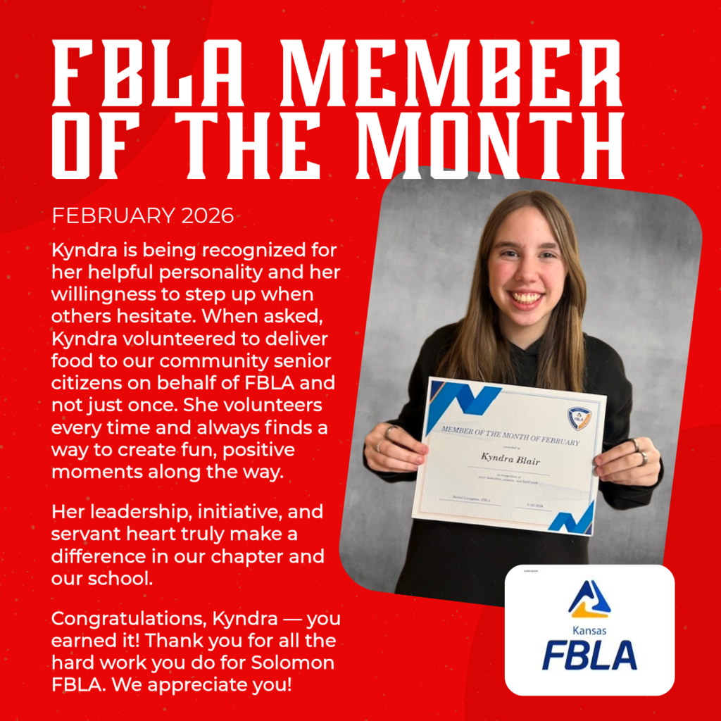 FBLA member of the month recognition
