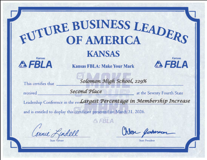 FBLA CERTIFICATE