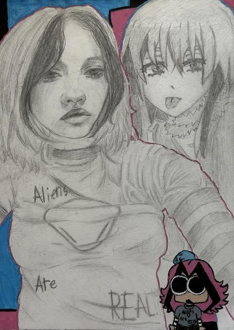 mixed media pencil art of a student