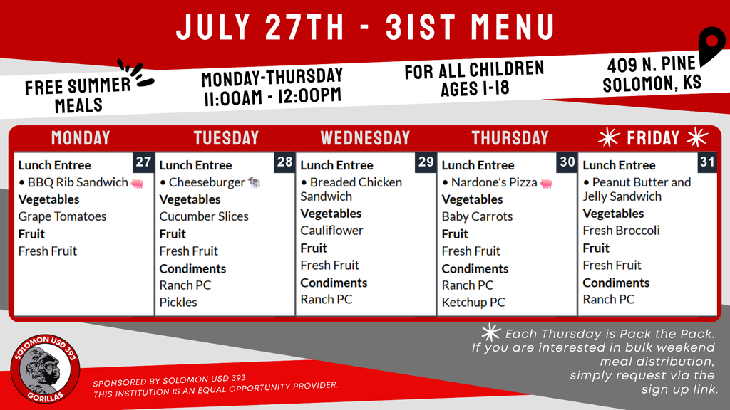 july 27-31 menu