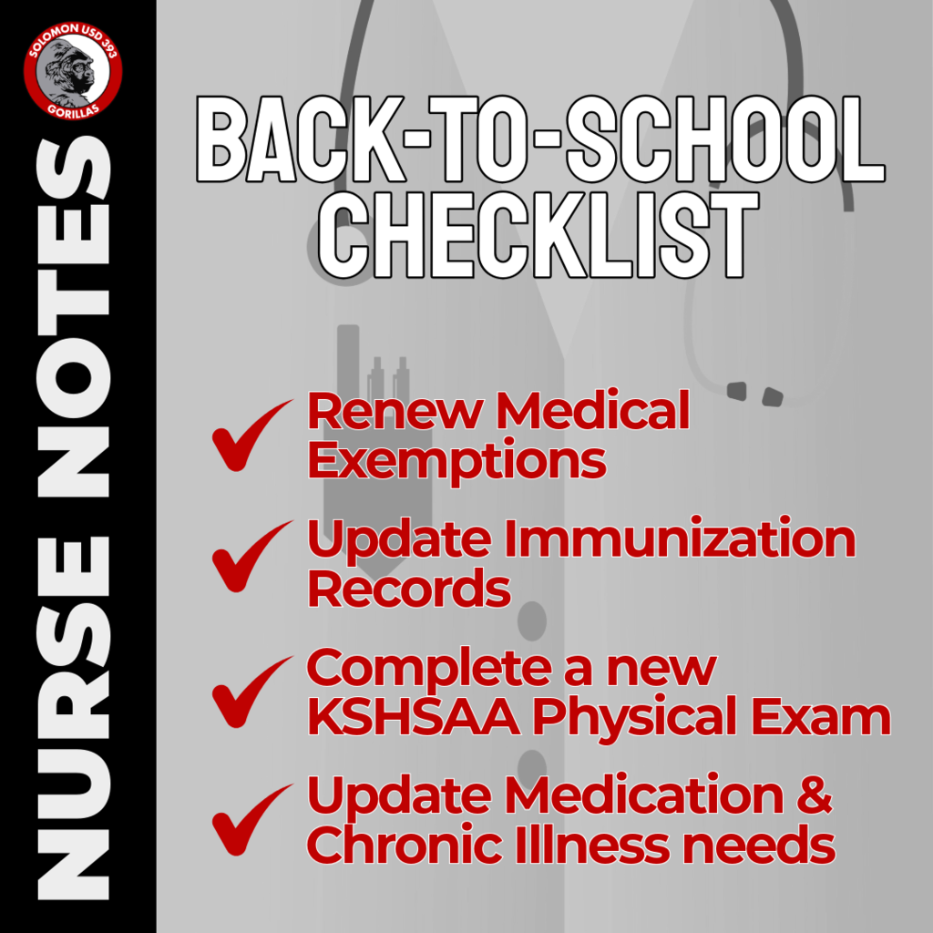 back to school checklist nurse notes