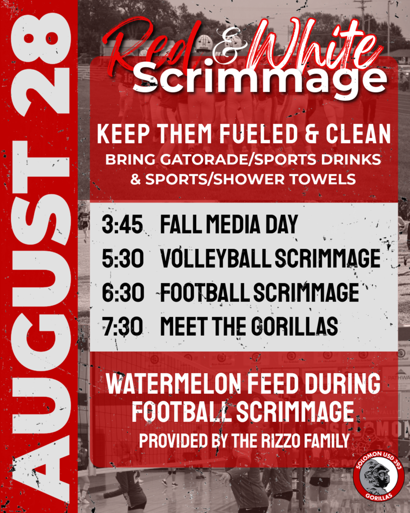 aUGUST 28 red and white scrimmage announcement