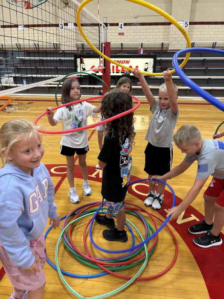 students working together on a hula skirt