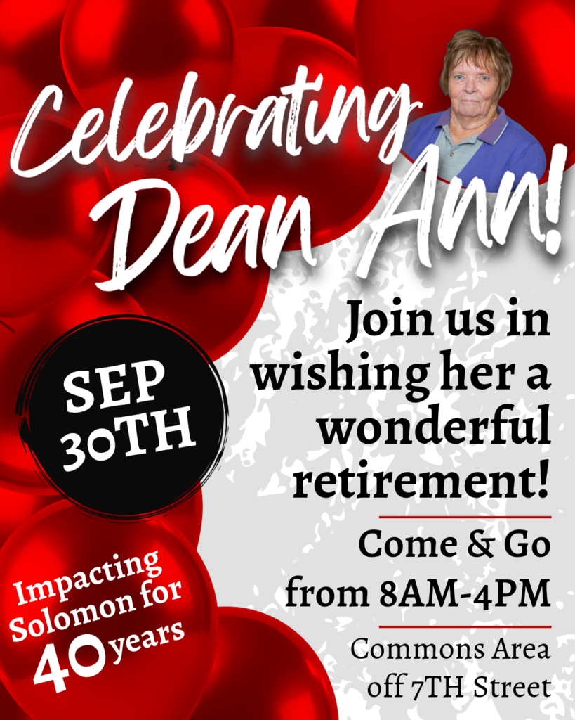 Dean Ann retirement part on September 30th from 8am-4pm