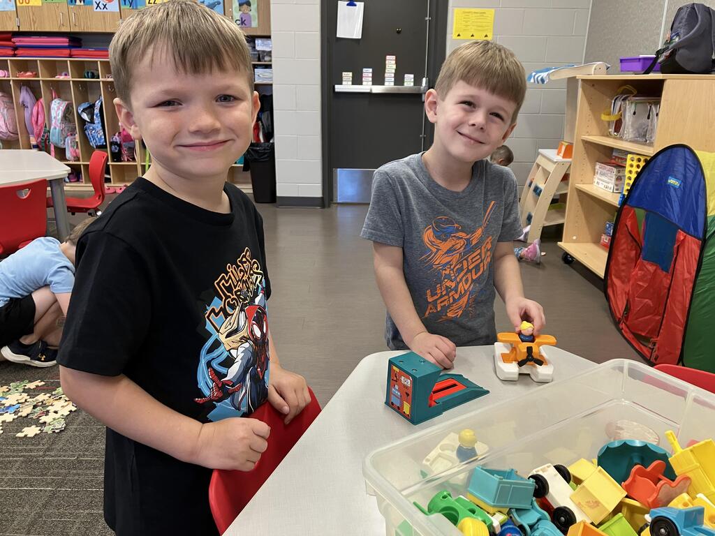 two students in the middle of game play