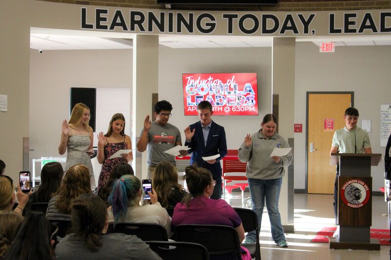 The newest NHS members, 5 students, swearing in for the 2026-27 school year