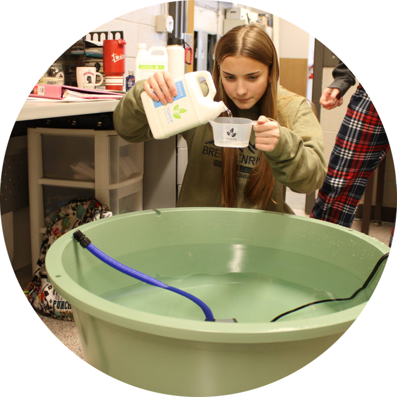 Myah prepping nutrient rich solution