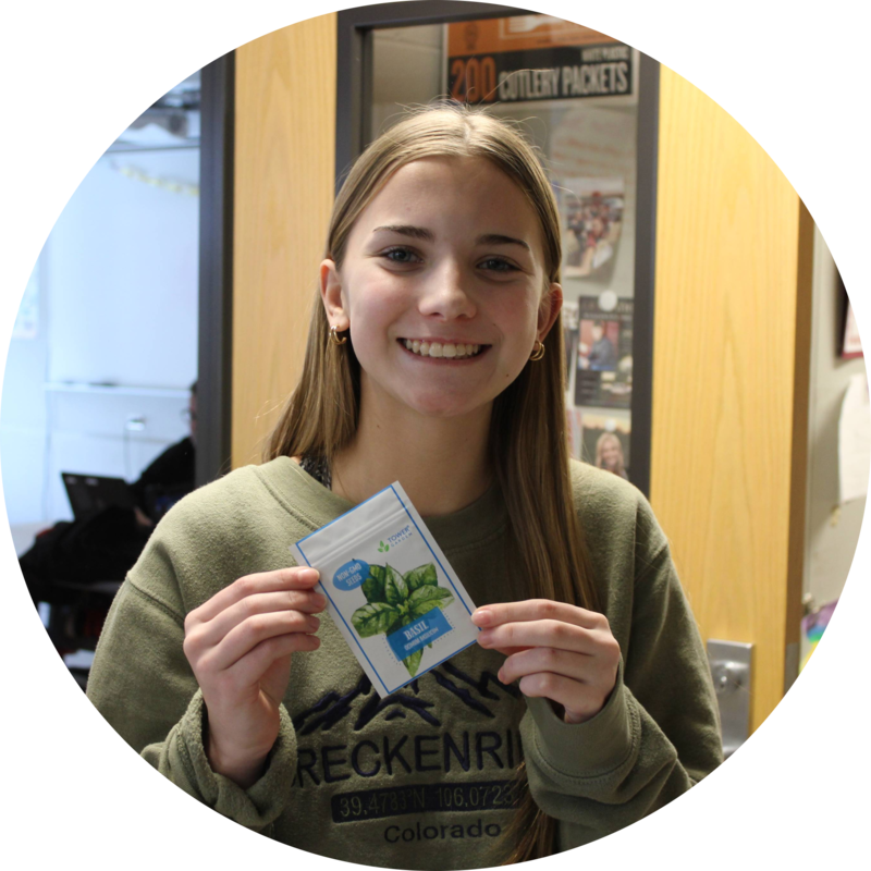 Myah showing what seeds she is using