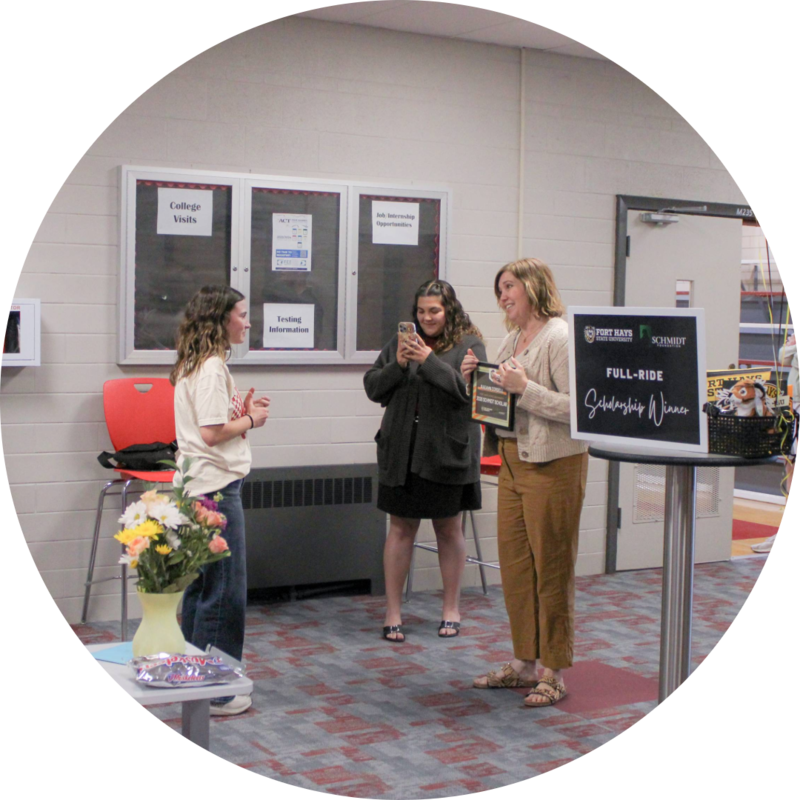 Raeann receiving scholarship
