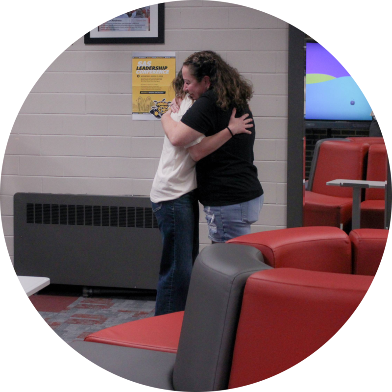 Raeann and mom hugging