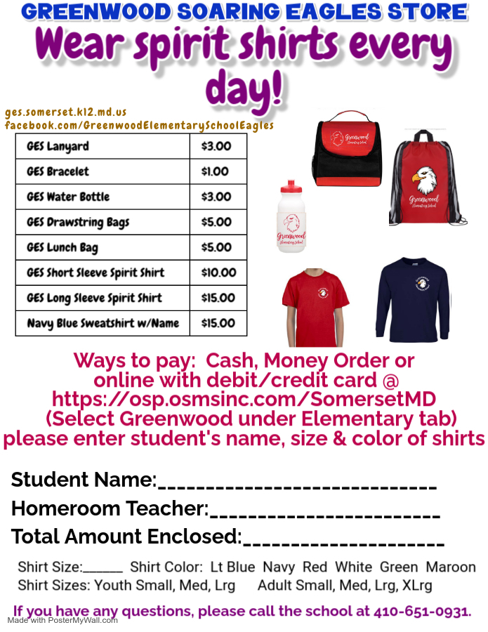 School Store Menu