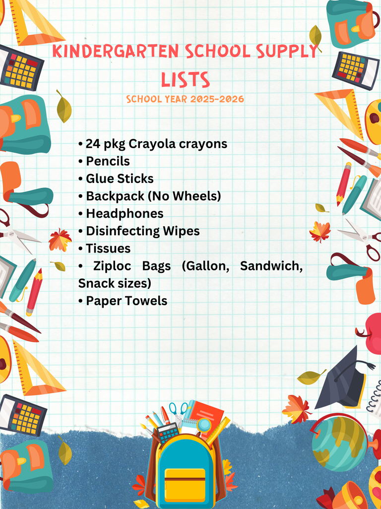 Kindergarten supply list