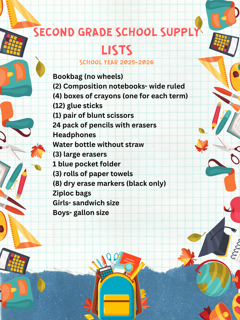 2nd grade supply list
