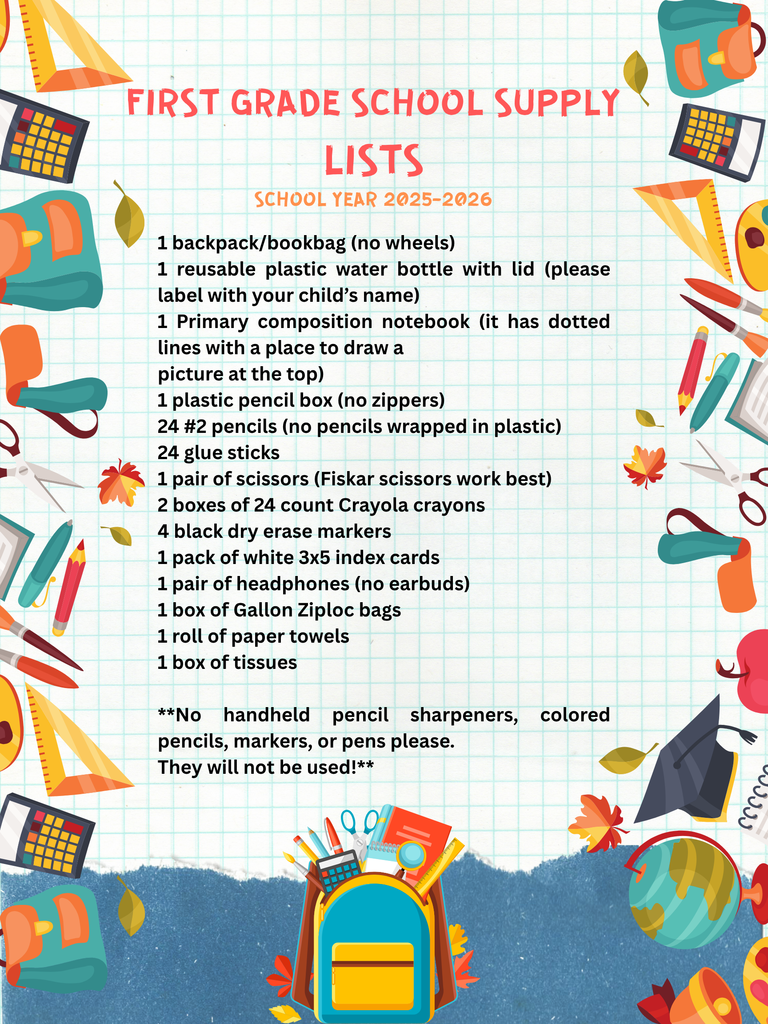 1st grade supply list