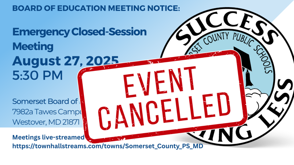 Emergency Board Meeting CANCELLED Tonight’s meeting scheduled for Tuesday, Aug. 27 at 5:30 PM has been cancelled. A new date will be posted soon. Thank you for your understanding.