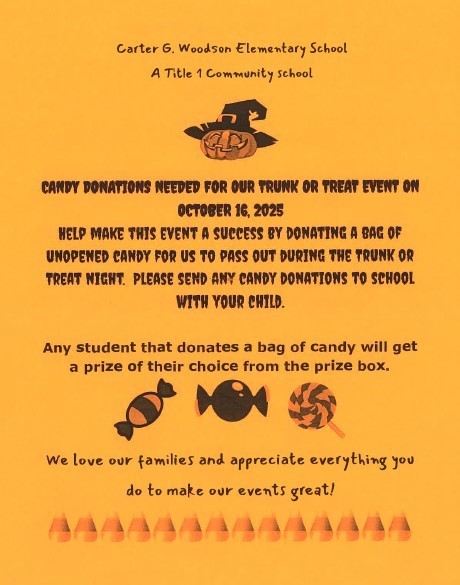Trunk or Treat candy collection in English