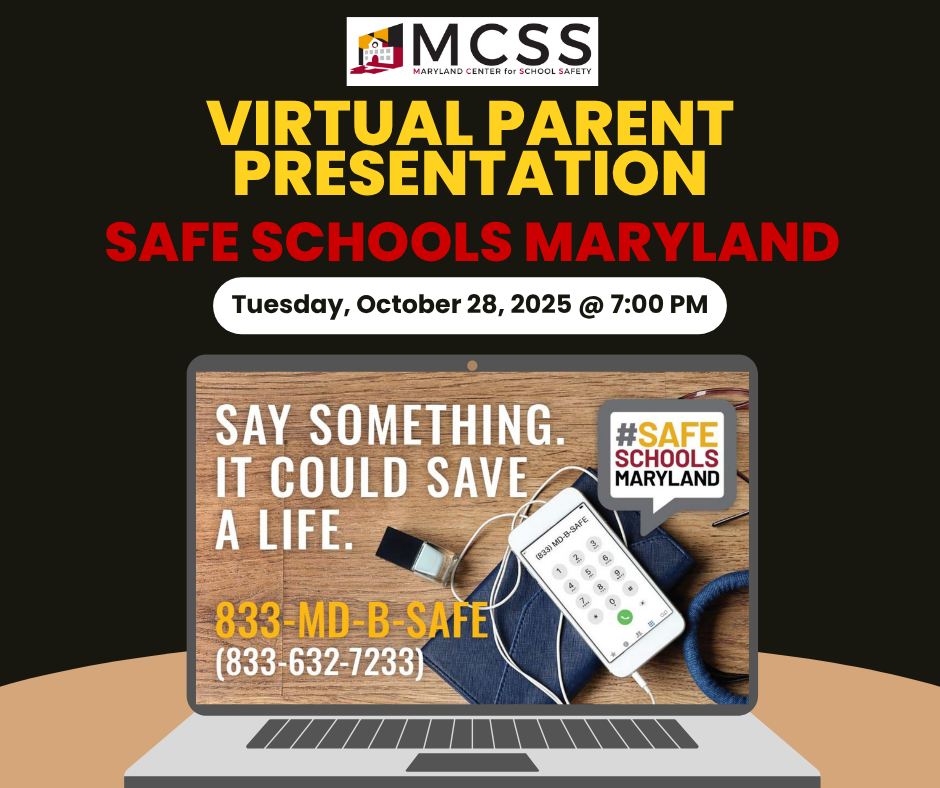 Safe Schools Maryland webinar training flyer