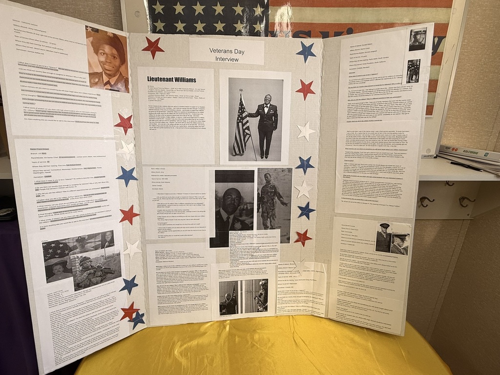Pictures from Robin Ford's 9th Grade US History Class honoring Veterans