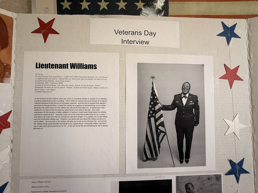 Pictures from Robin Ford's 9th Grade US History Class honoring Veterans