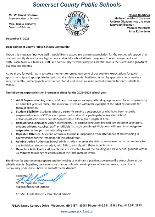 Sports letter for spectators 