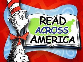 cat in the hat and a book that says "read across America"