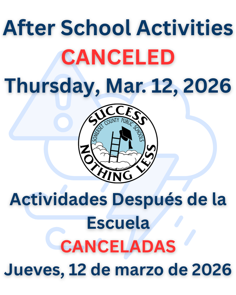 Due to forecasted inclement weather late this afternoon and evening, all after-school activities, athletics, and clubs are canceled today, Thursday, March 12, 2026.