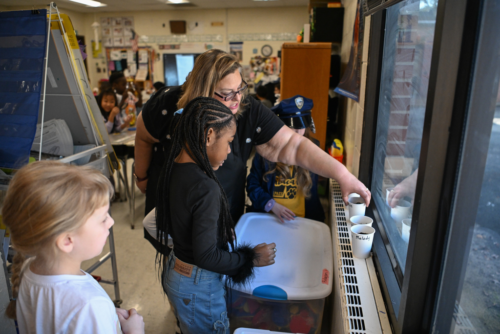 Images of Princess Anne Elementary School's 2026-2027 Teacher of the Year Candidate, Ms. Susan E. Finlayson and her classroom of students.