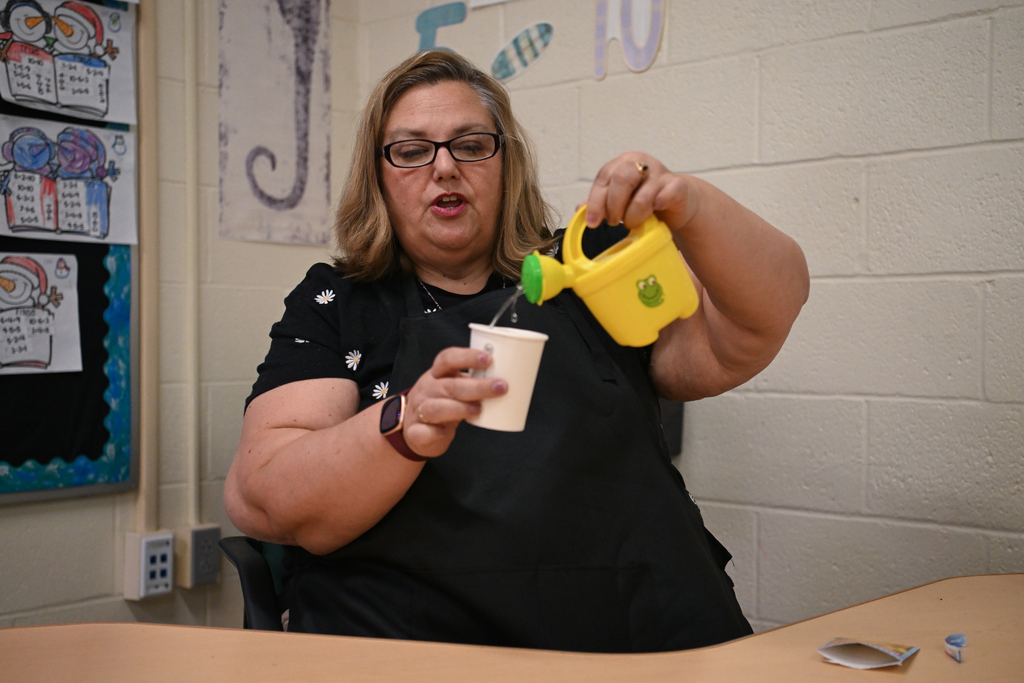 Images of Princess Anne Elementary School's 2026-2027 Teacher of the Year Candidate, Ms. Susan E. Finlayson and her classroom of students.