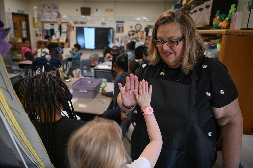 Images of Princess Anne Elementary School's 2026-2027 Teacher of the Year Candidate, Ms. Susan E. Finlayson and her classroom of students.