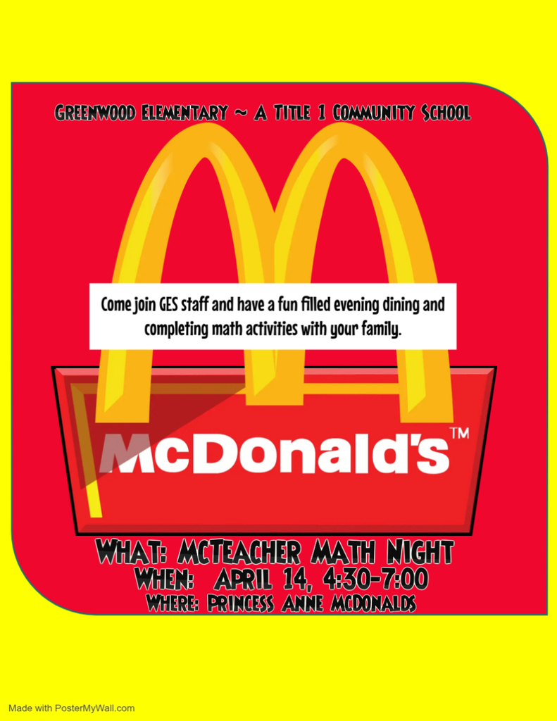 GES McTeacher Night April 14th 4:30pm-7:00pm