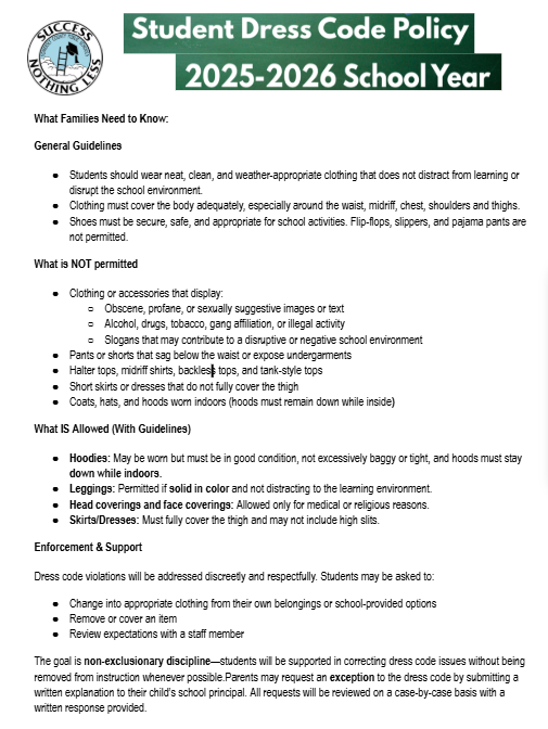 Dress Code for the year 2025-2026