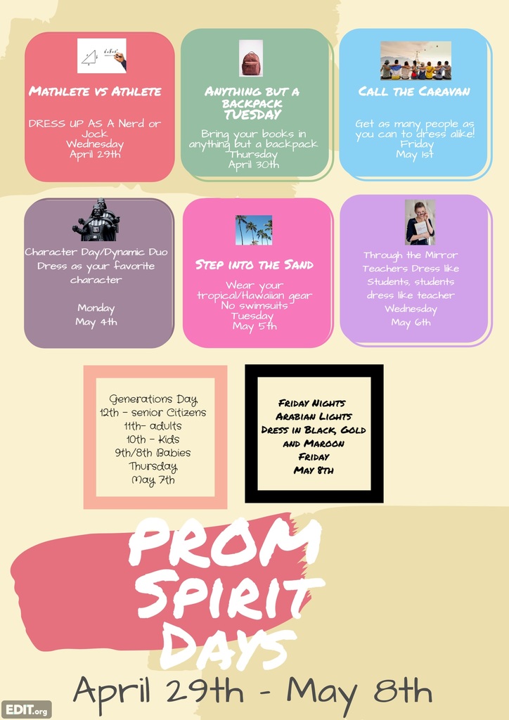 Spirit Week Themes for each day