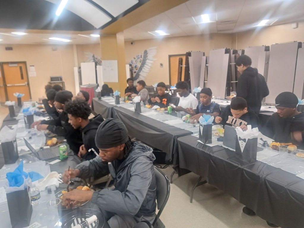Thy guys digging into some good food