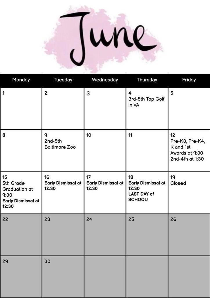 June calendar