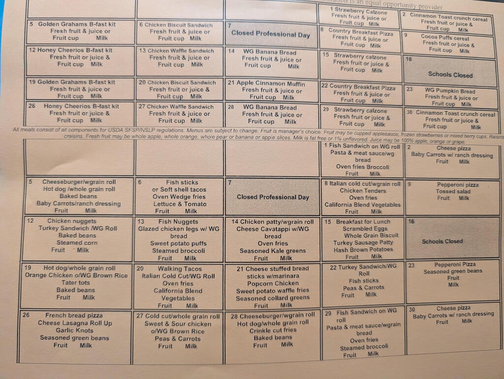 menu oct
